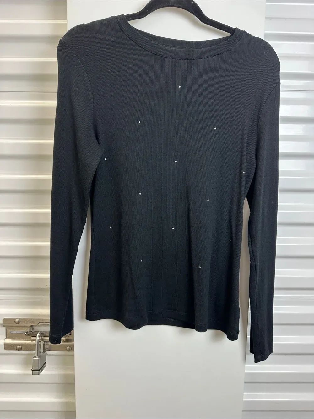 A NEW DAY Black Long-Sleeve Women's Top with Subtle Stud Detail